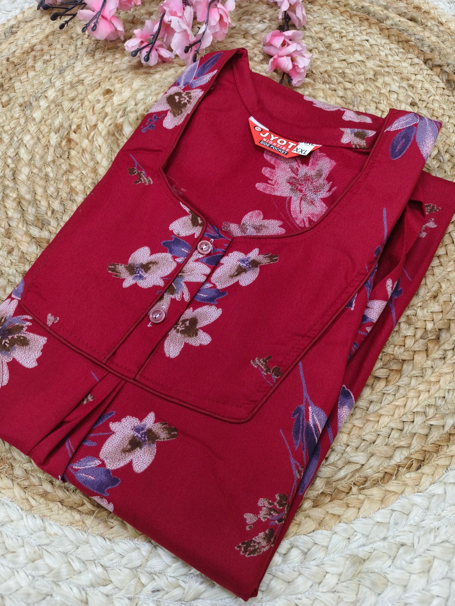 Red pure cotton Nighty