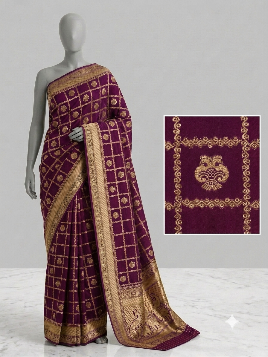 Wine Georgette silk saree