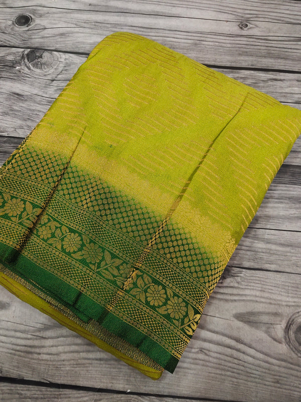 Olive Green khaddi Georgette saree