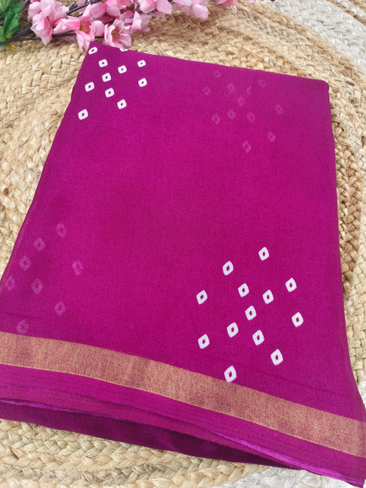 Megentha pink Lenin Cotton saree