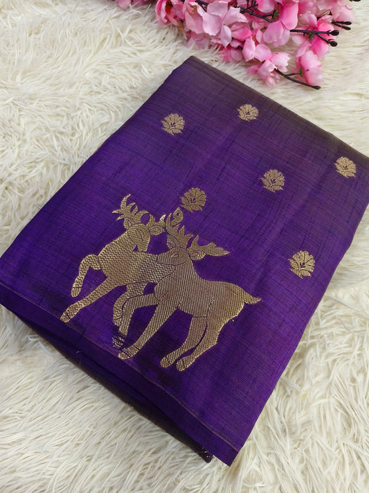 Purple semi Tusser silk saree