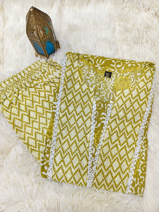 Green Cotton Top & Bottom set