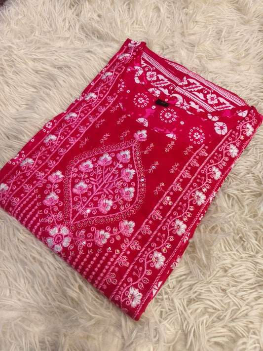 Pink Cotton Anarkali Top