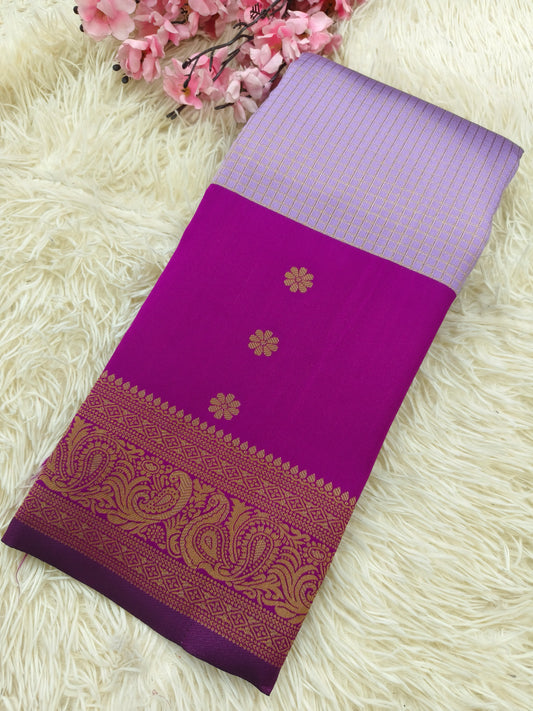 Lavender with magenta semi silk saree