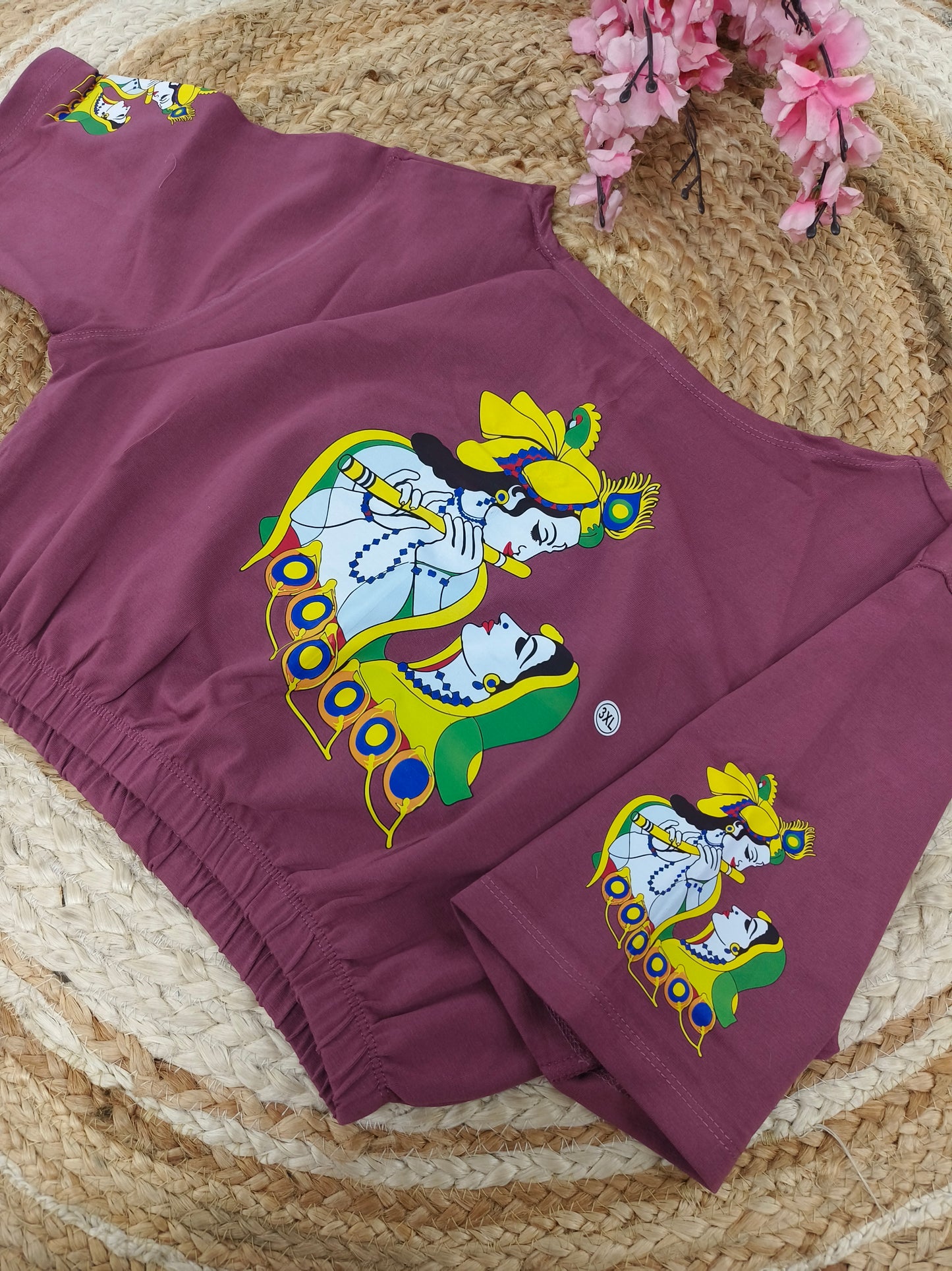 Mauve Stretchable blouse with unique printed design