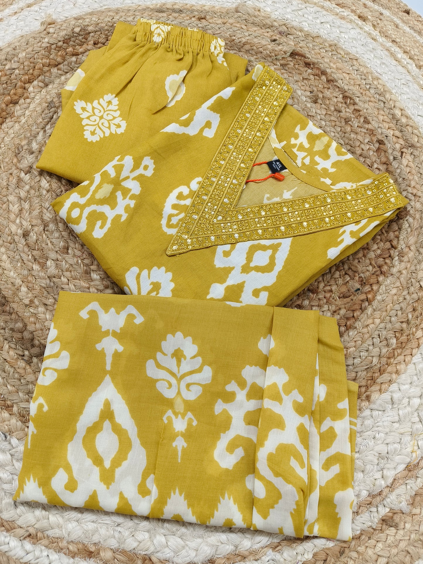 Yellow Cotton sets with duppatta