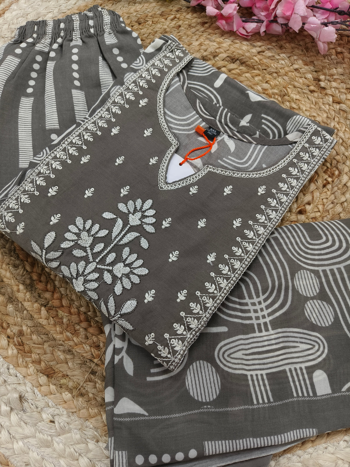 Grey Cotton sets with duppatta