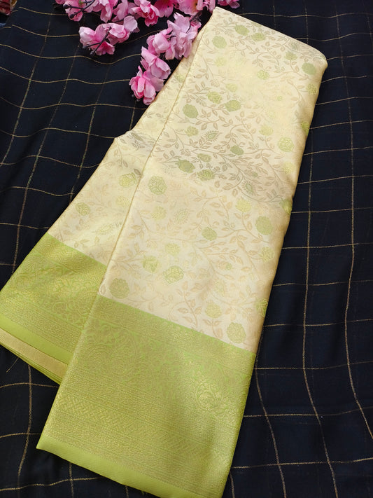 Light green  Soft satin Silk saree