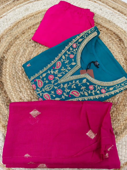 Rama Blue with Pink designer suit