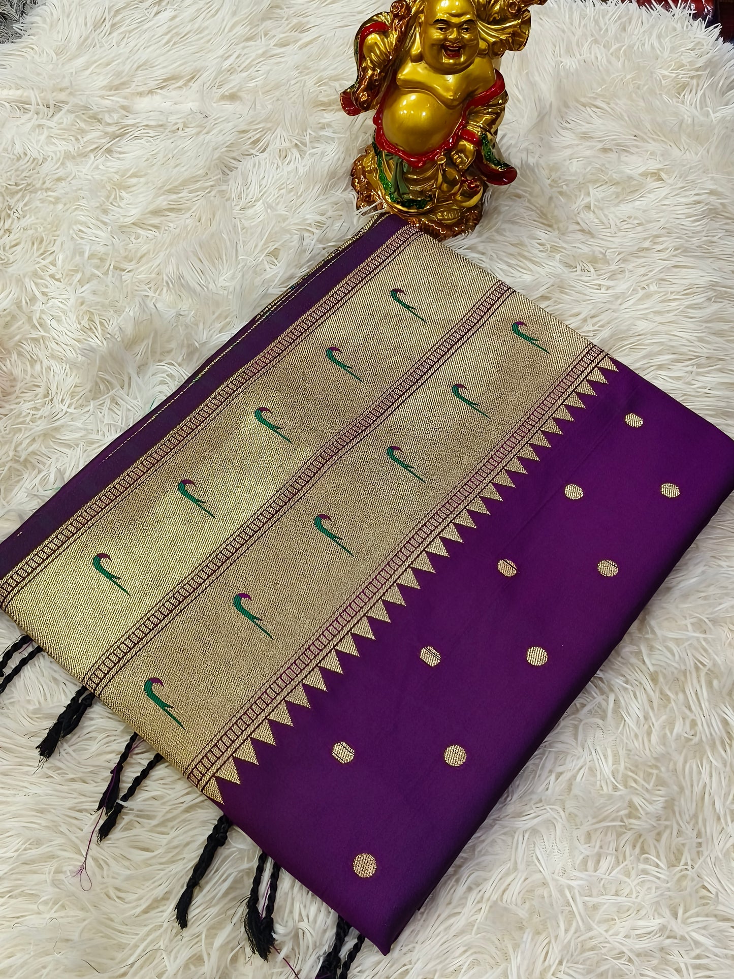 Wine Paithani silk saree