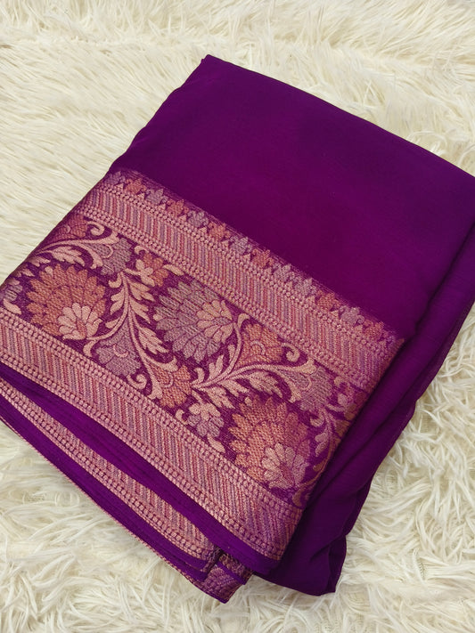 Magenta designer Georgette saree