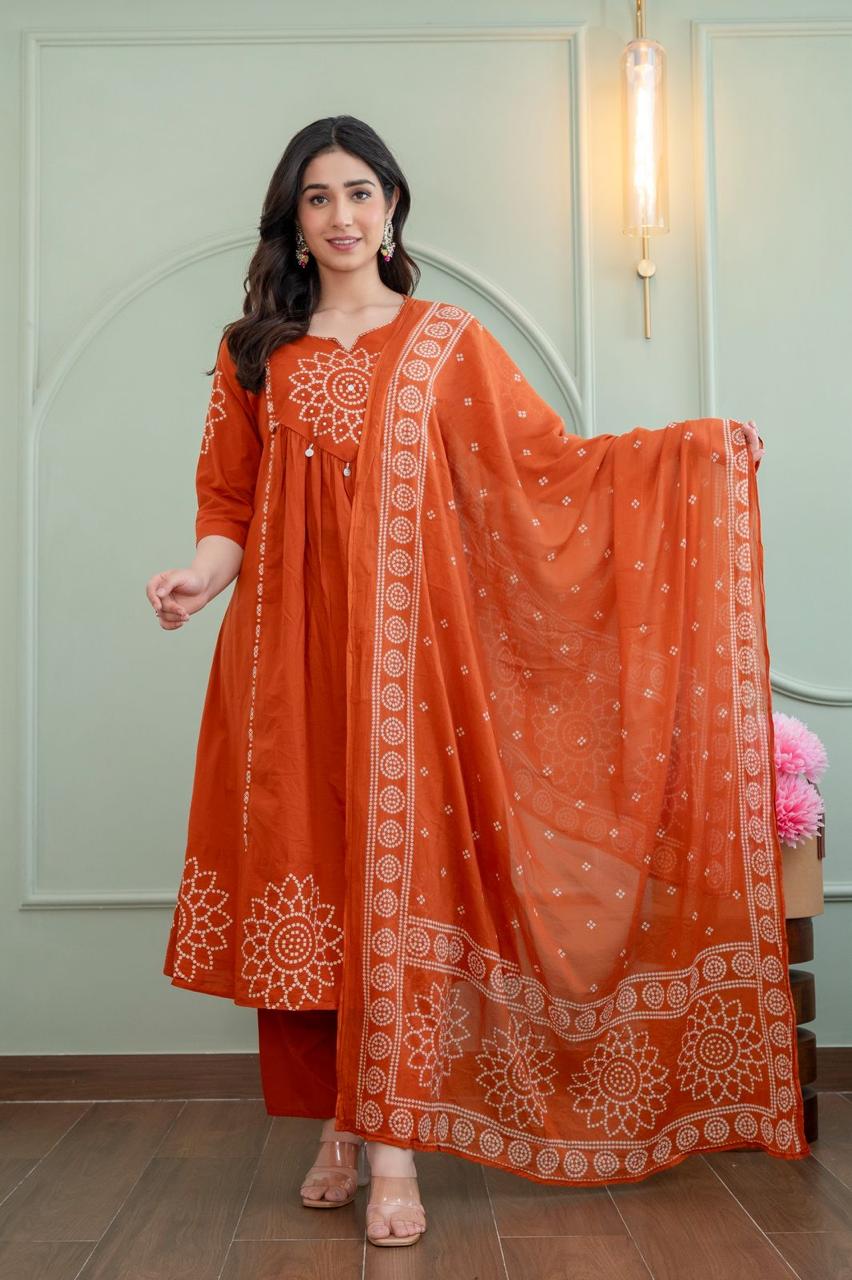 Orange  cotton umbrella suit