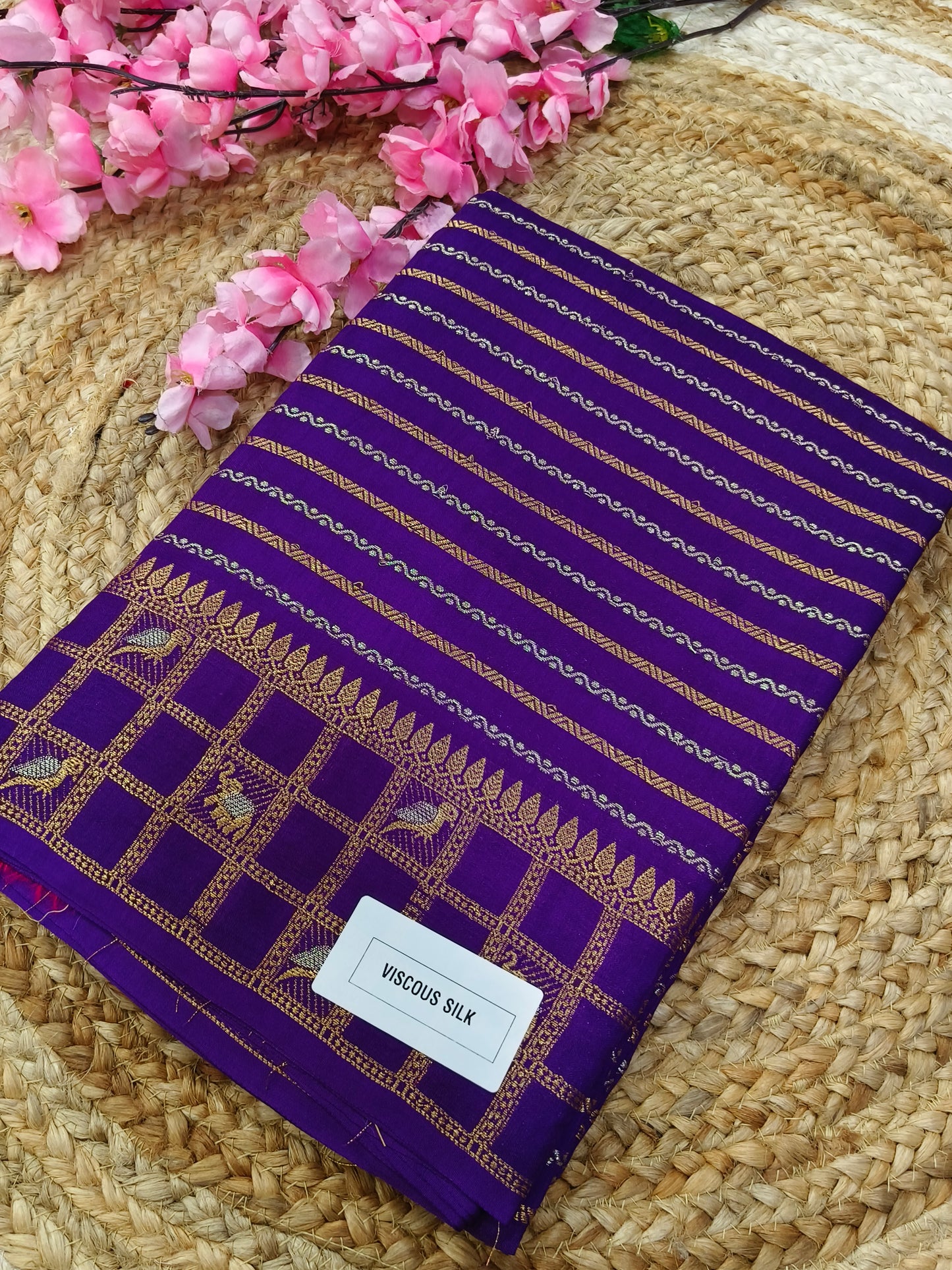 Purple viscous silk saree