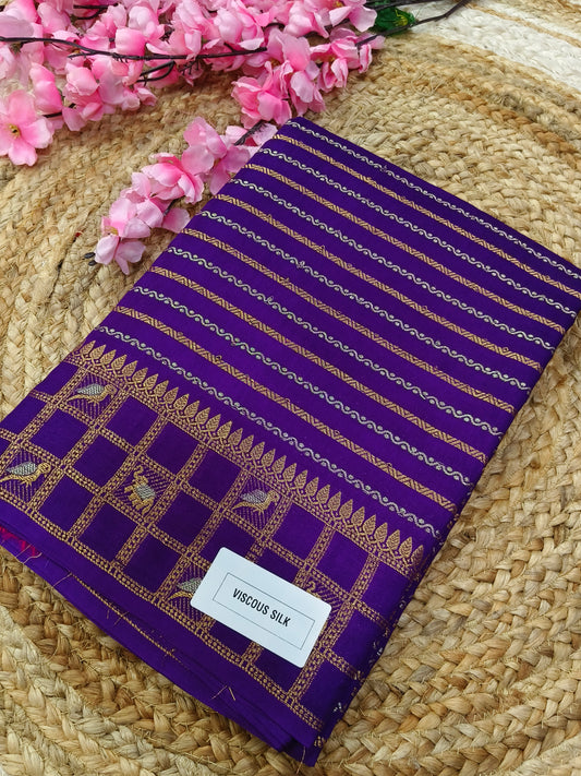 Purple viscous silk saree