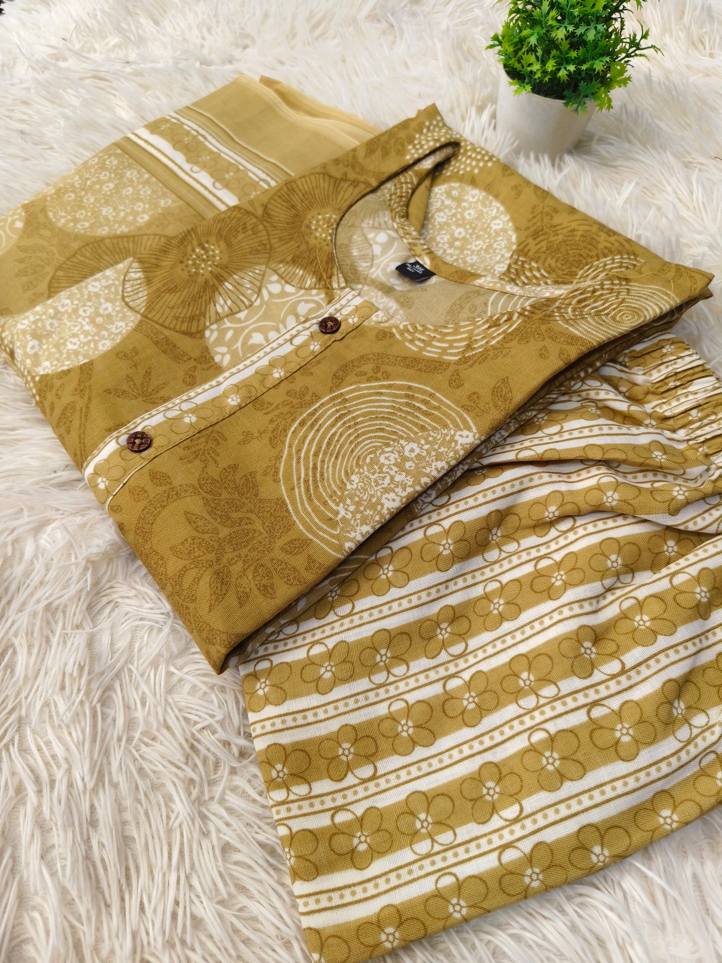 Yellow Cotton sets with duppata