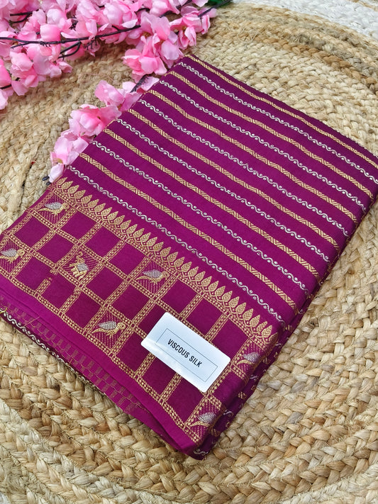 Wine viscous silk saree