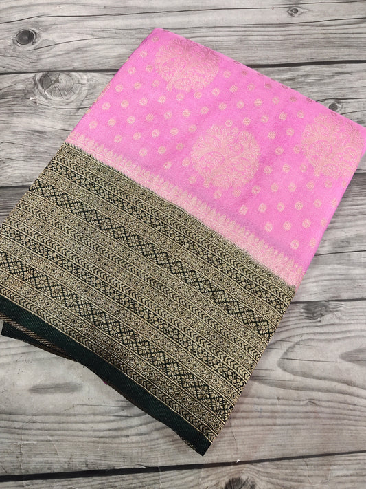 Candy Pink khaddi Georgette saree