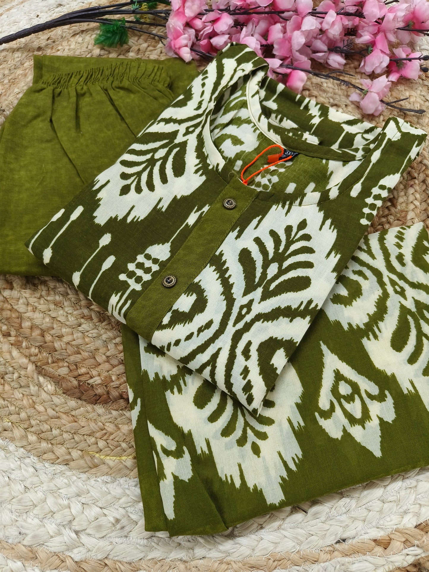 Green Cotton sets with duppatta