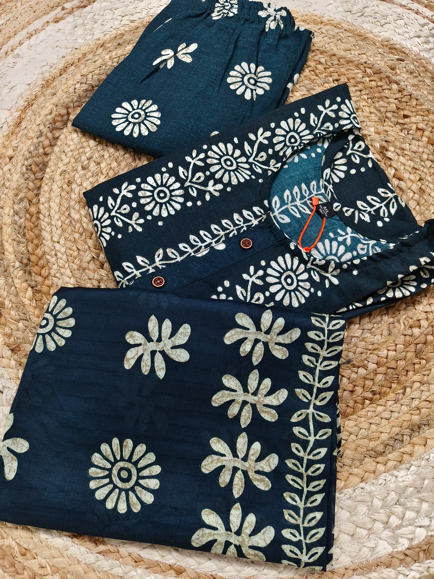 Teal Green Cotton sets with duppatta