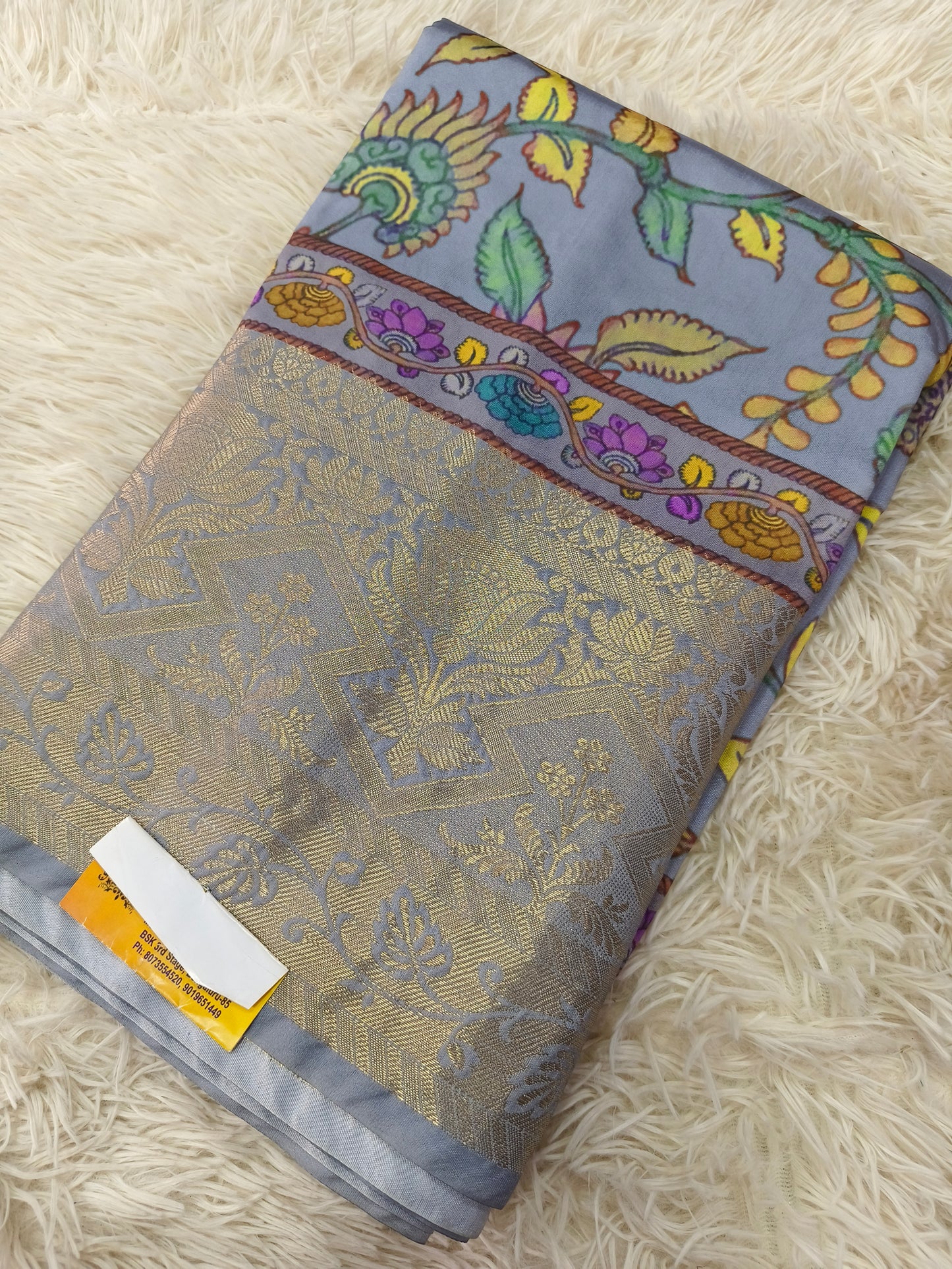 Grey soft silk Saree