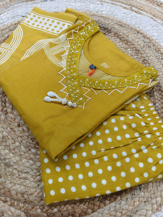 Yellow cotton sets with duppata
