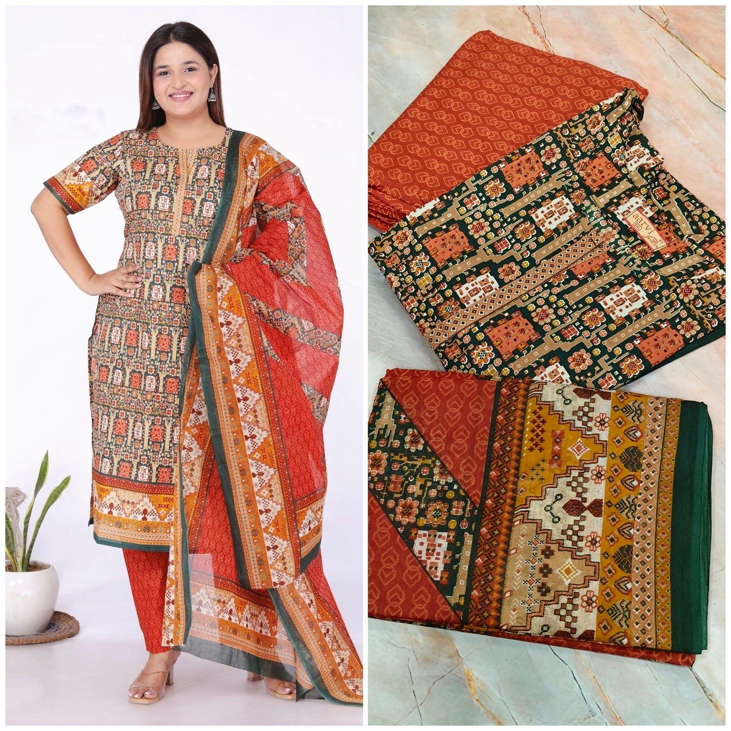 Green Aarvi Pure Cotton Suit