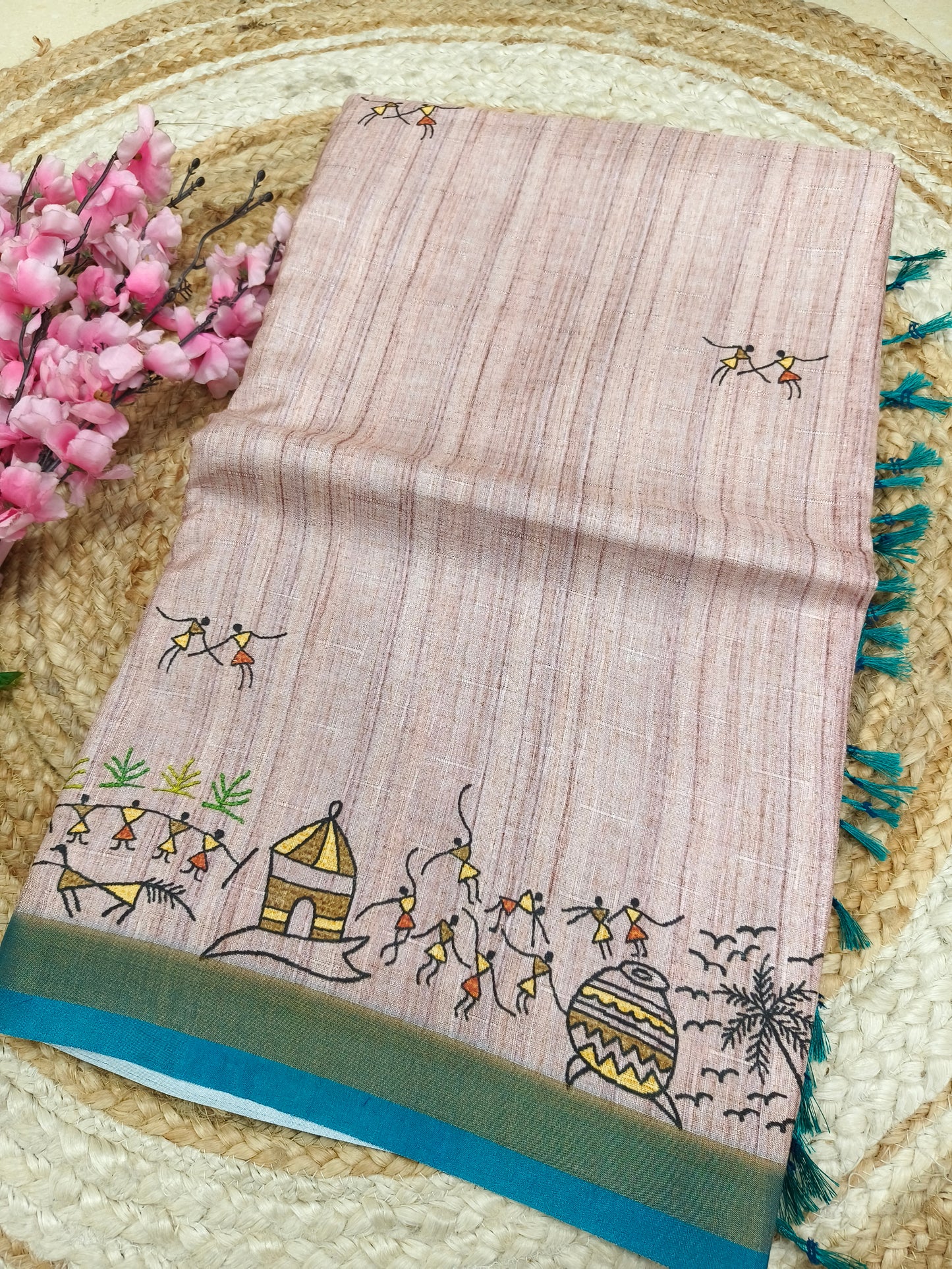 Beige warli saree