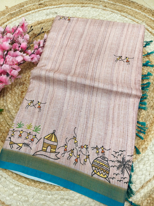 Beige warli saree