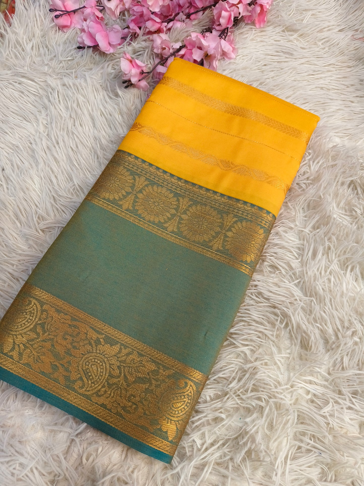 Yellow Soft semi silk saree