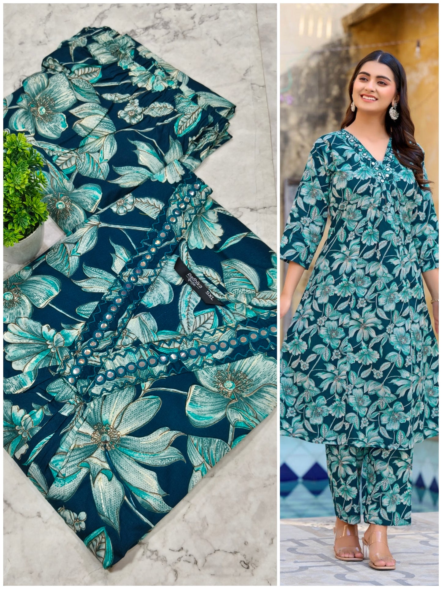 Peacock Blue Cotton Cord sets