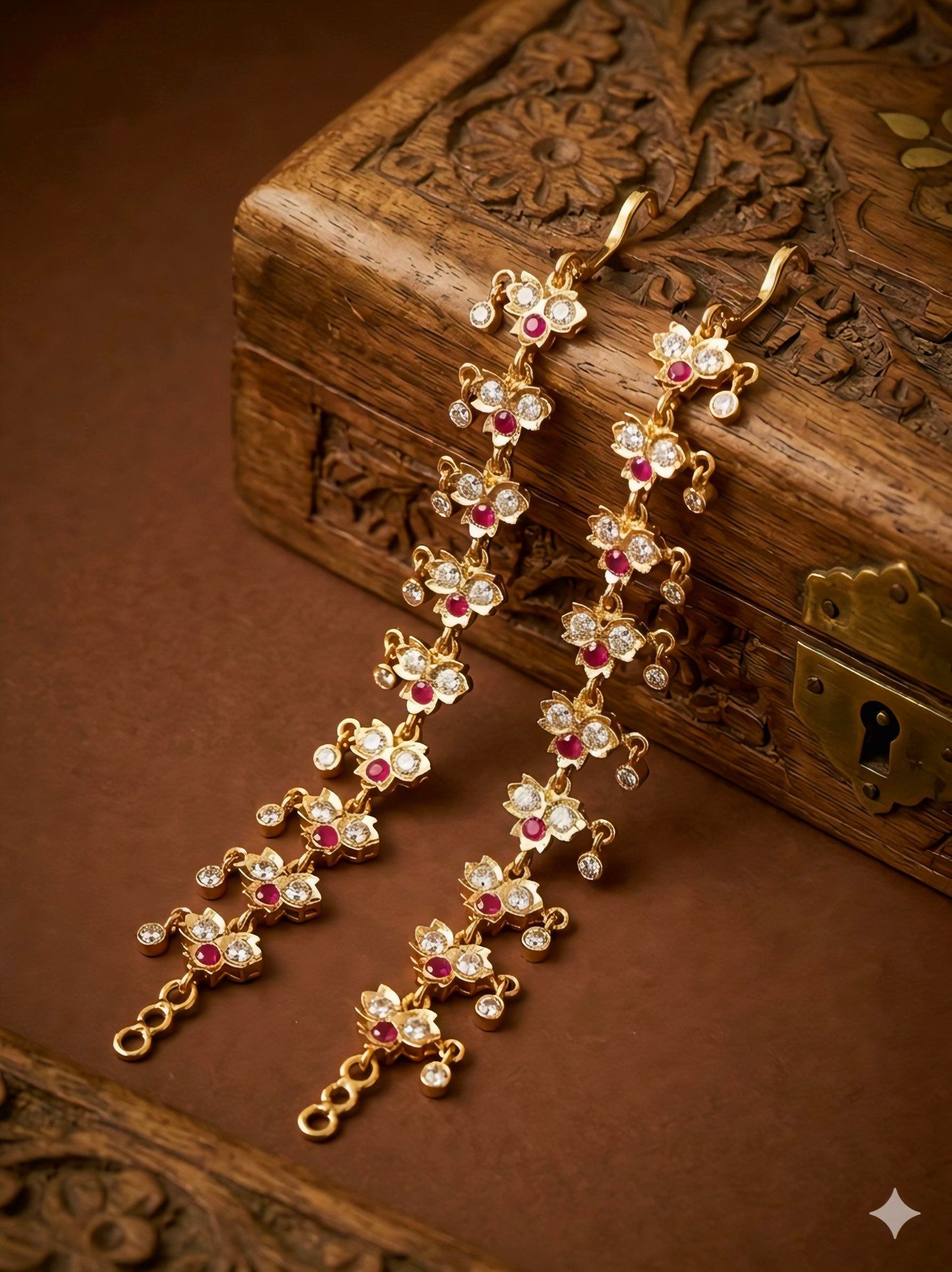 White with Ruby Ear chain