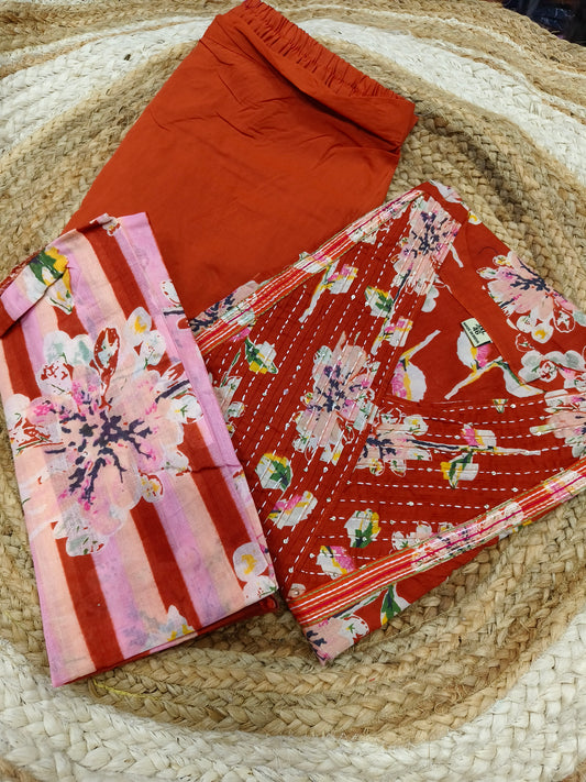 Orange Cotton sets with duppata