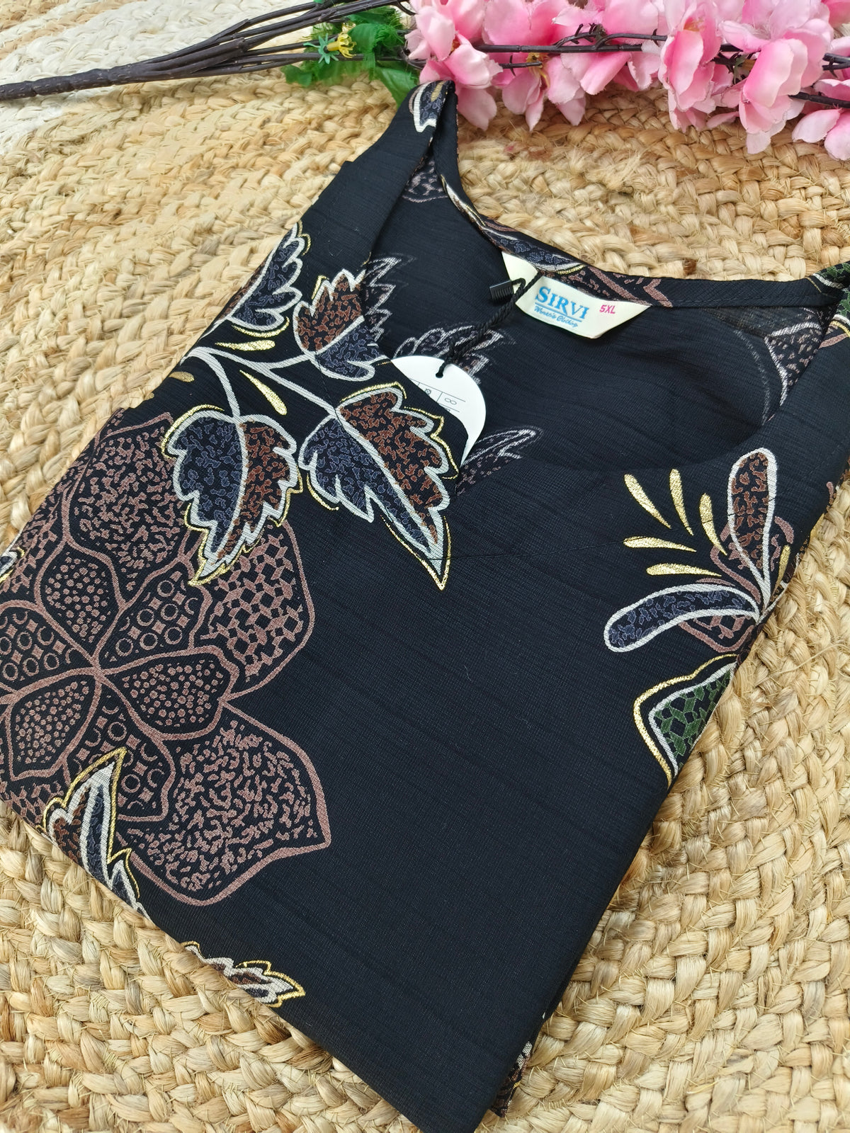Black Rayon straight kurta
