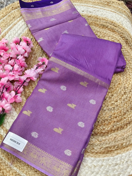 Lavender viscous silk saree