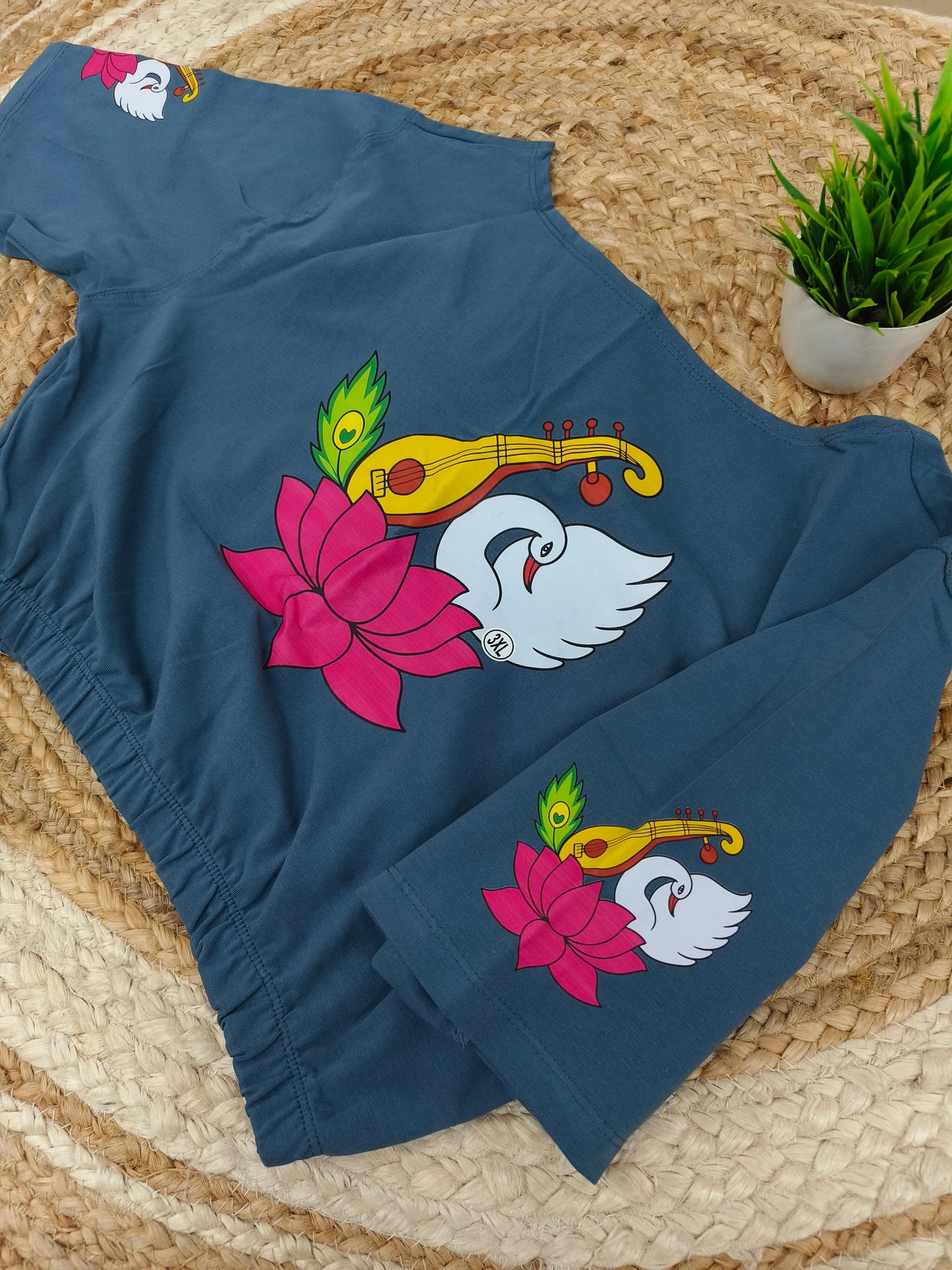 Peach Stretchable blouse with unique printed design