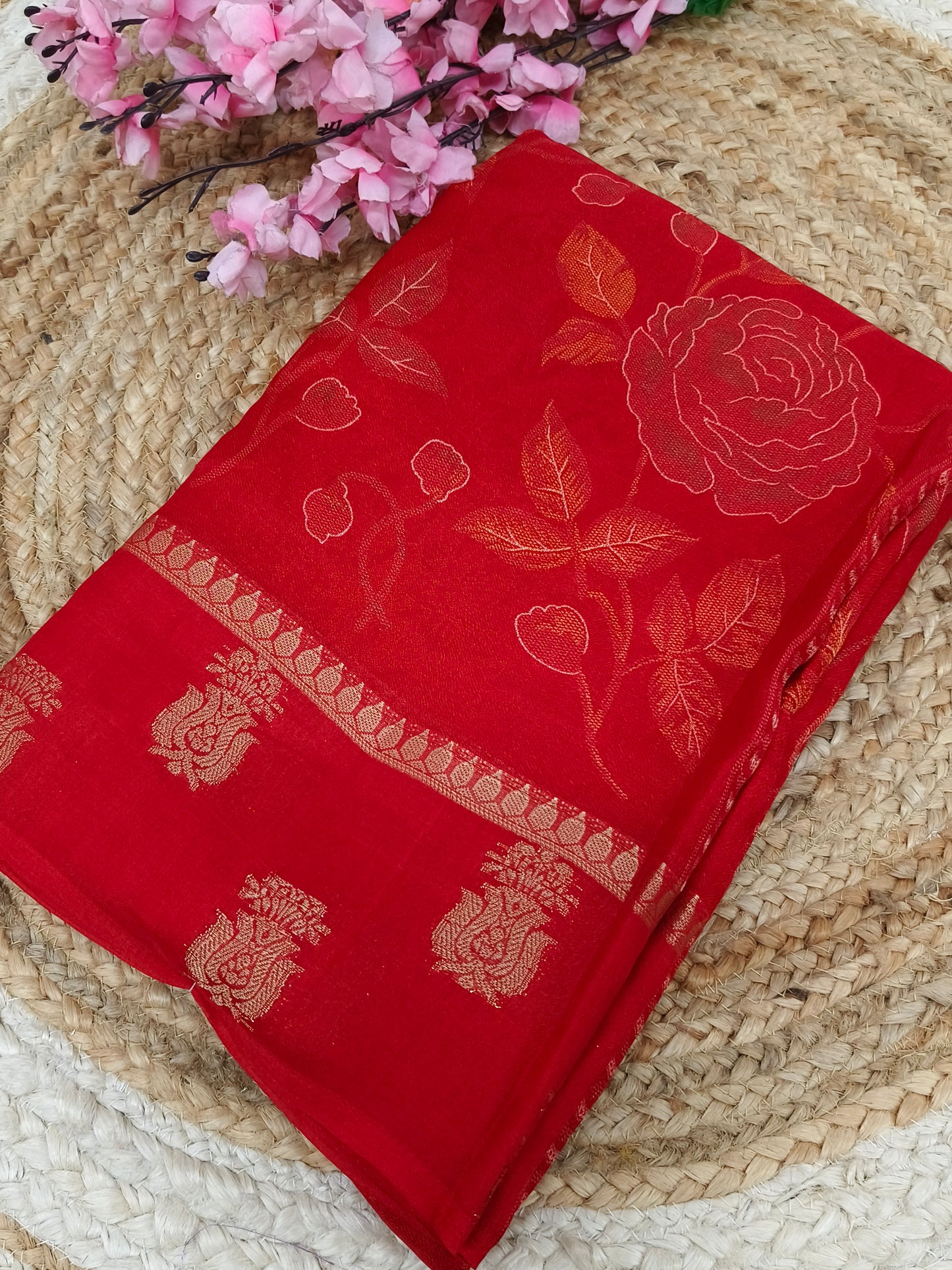 Red  fancy Georgette saree