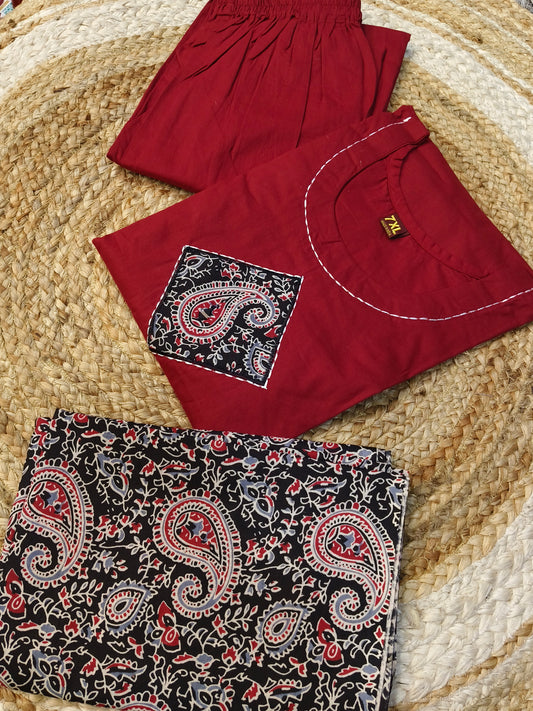 Maroon pure cotton suits
