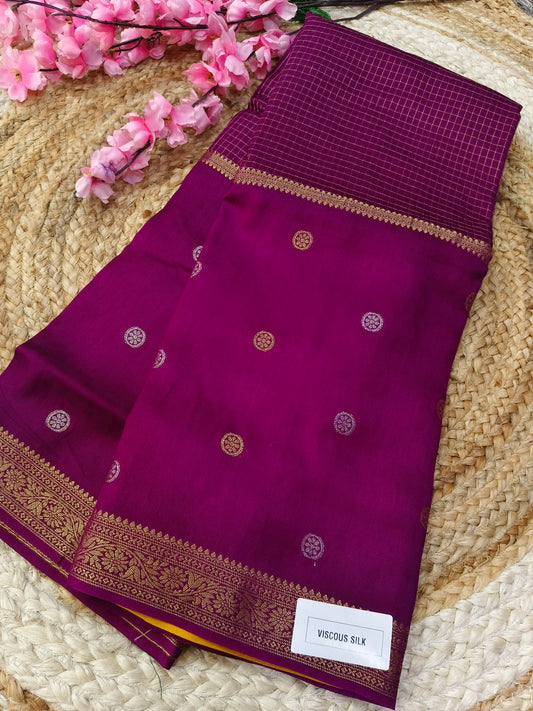 Wine viscous silk saree