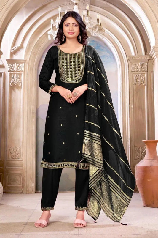 Black designer straight cut Suit