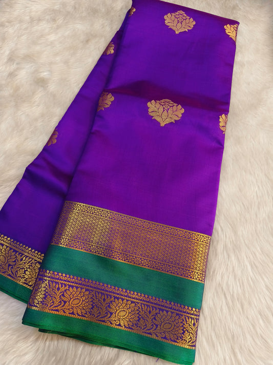 Purple Semi kanchi silk saree