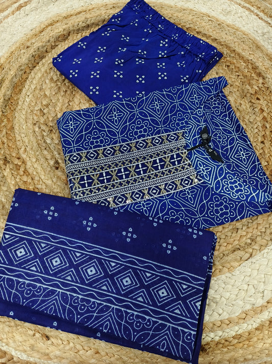 Blue Pure cotton Anarkali suit