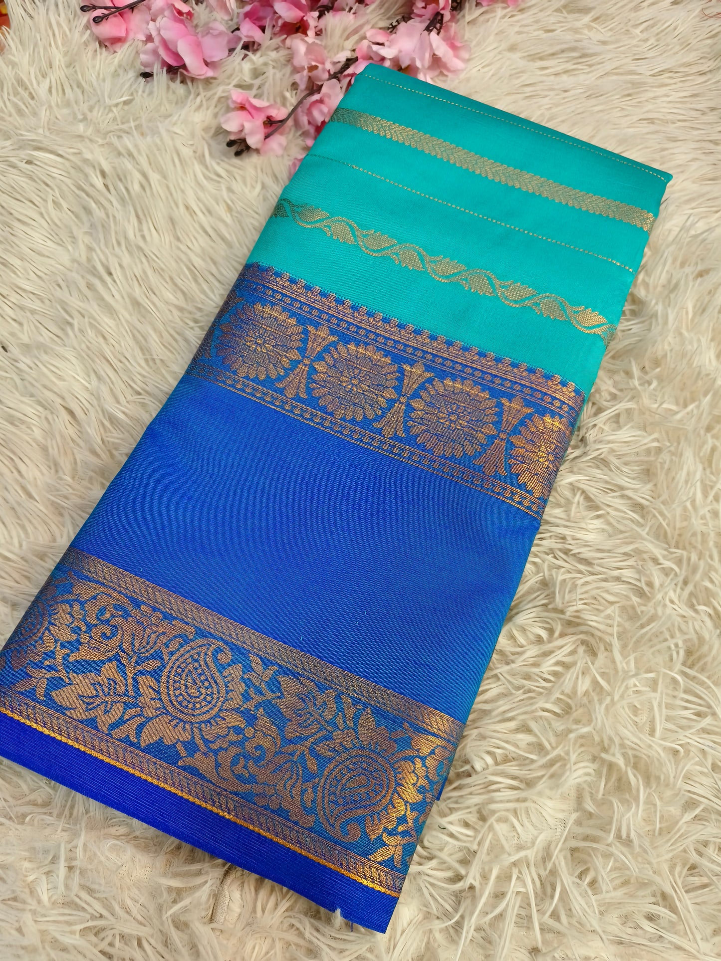Blue Soft semi silk saree