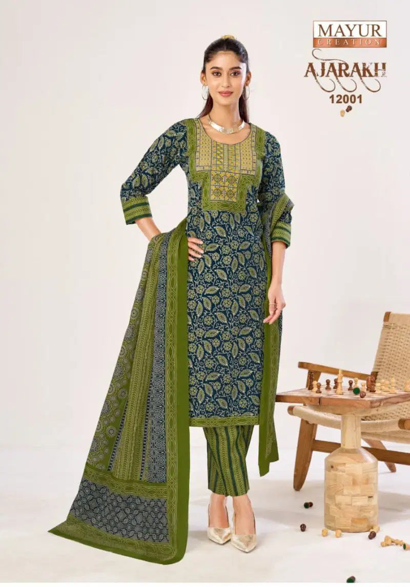 Green With Blue  Pure cotton straight cut Suit