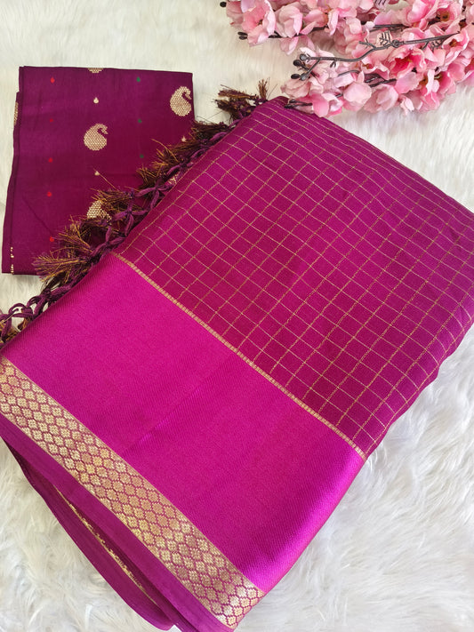 Wine Soft viscose silk saree