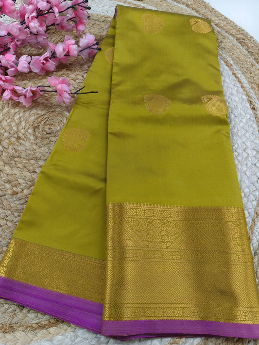 Mehandi Green Semi kanchi silk saree