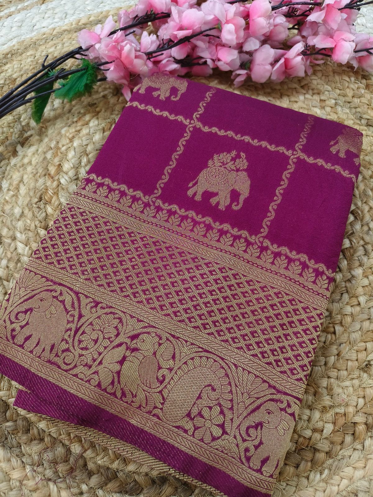 Wine Georgette silk saree