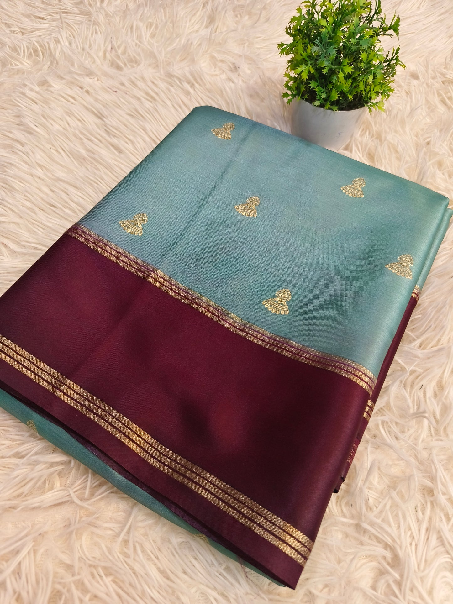 Blue with Brown Elegant gaji silk saree