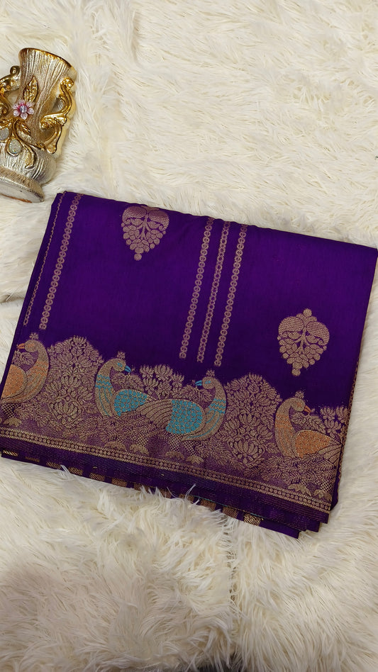 Purple  Meenakari Silk Saree