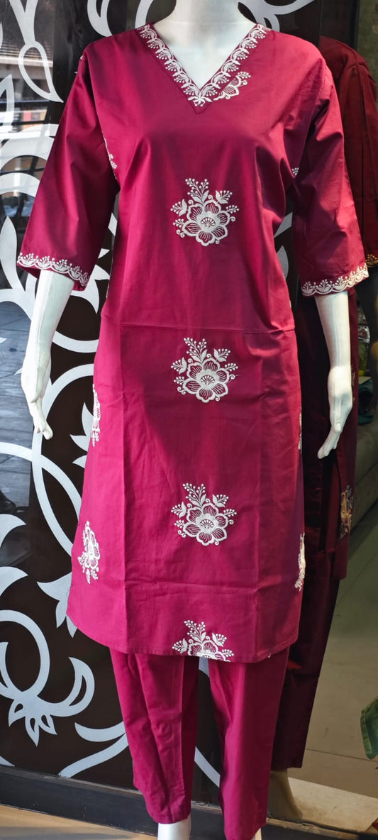 Wine pure cotton two piece sets