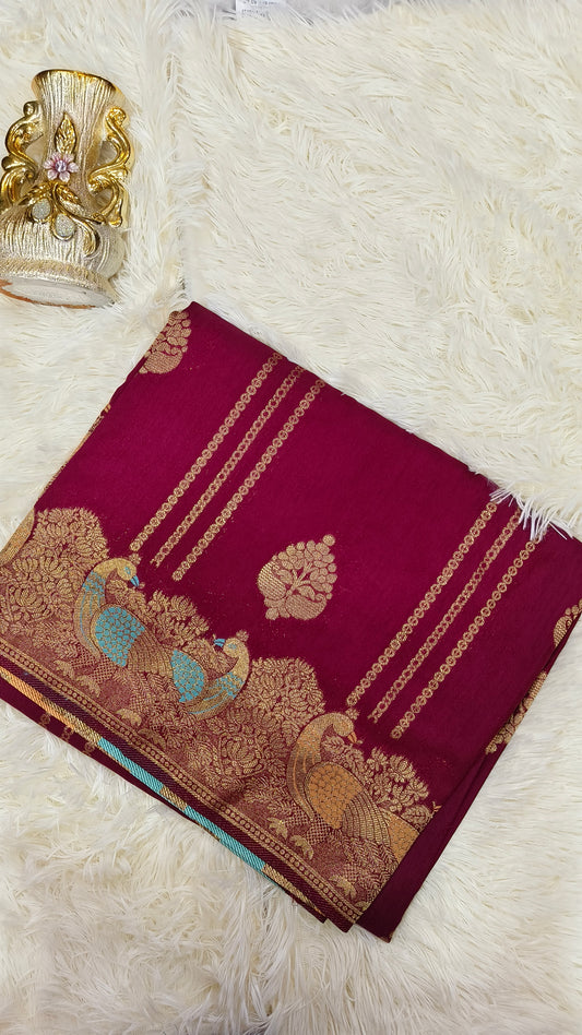 Marron Meenakari Silk Saree
